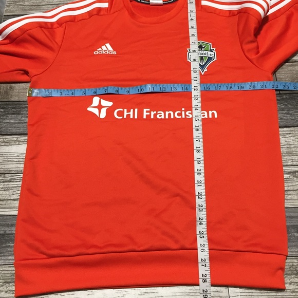 Adidas Seattle Sounders FC Sweatshirt Men’s M Orange White Pullover - Picture 2 of 8